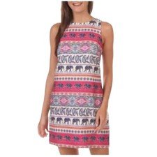 New Eliza J elephant print sleeveless pink dress size 4
