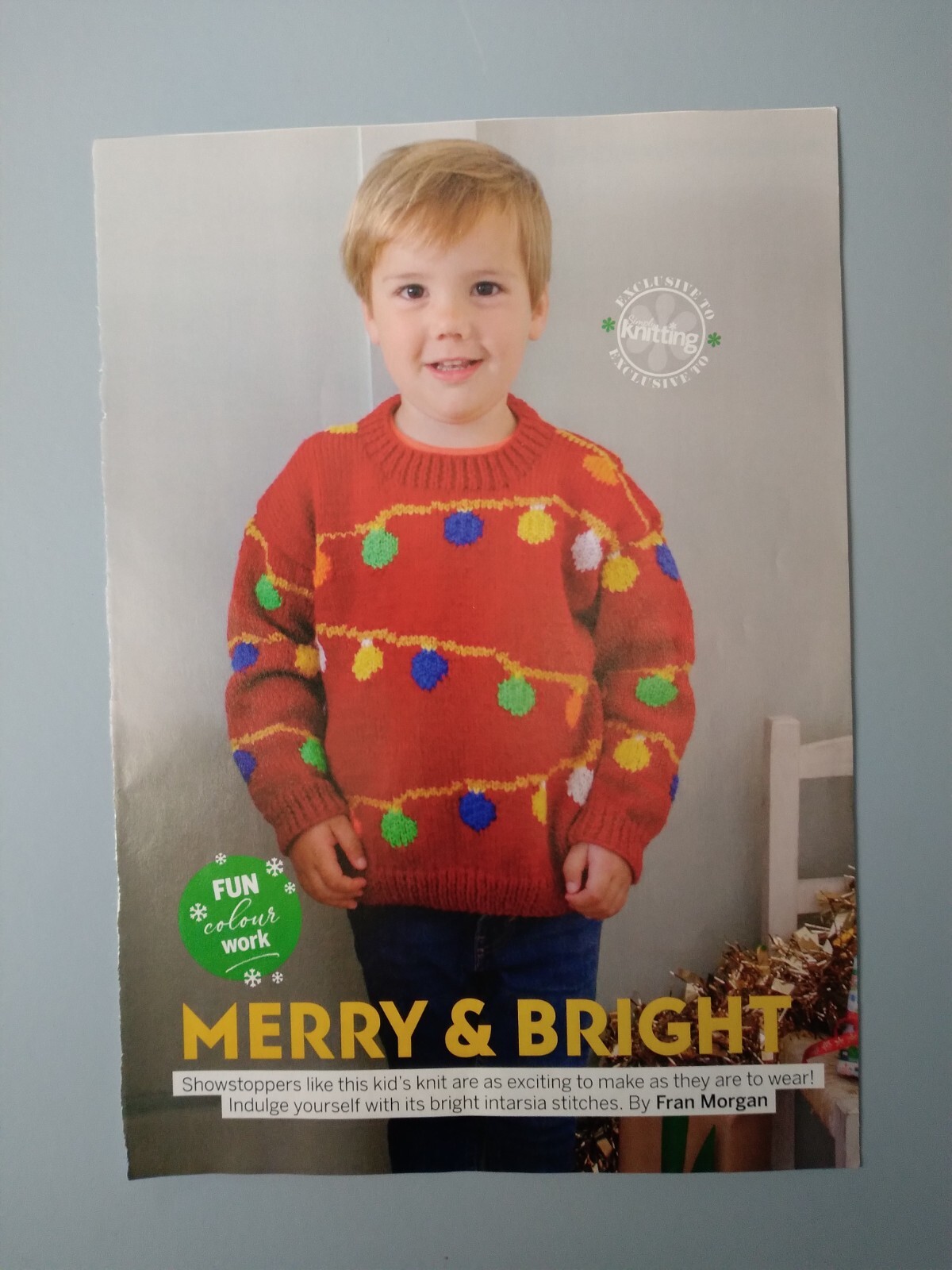 MERRY & BRIGHT KID'S CHRISTMAS JUMPER Knitting Pattern Magazine