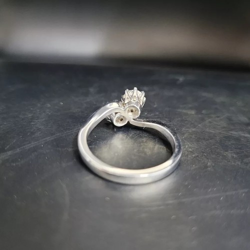 Two Stone Engagement Ring For Her 1.6 Ct Round Lab Created 14K White Gold Plated - Picture 2 of 7