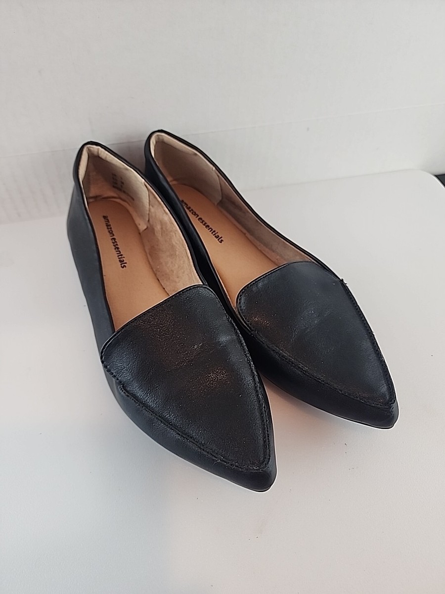 Amazon Essentials Women's Size Black Pointed Toe Lightweight Loafer Flats
