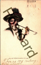 1910 Glamour Lady with cane, artist M.M.?, Templeton postcard jj161