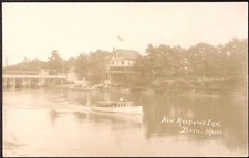 RPPC c1910s New Meadows Inn BATH ME Real Photo Postcard Water View Boating