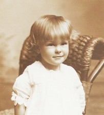 1900 Antique Portrait Photograph Little Girl in White 4"x6"