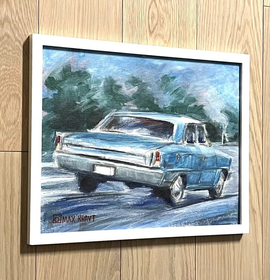 Chevy Nova Original Painting 1967 Chevrolet Classic Vintage Sport Car Art Framed