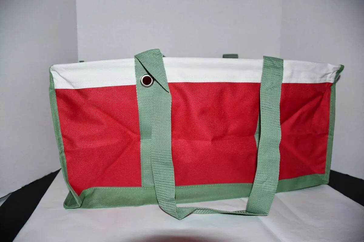 Thirty One LARGE Utility Tote in Holiday Colorblock NWT