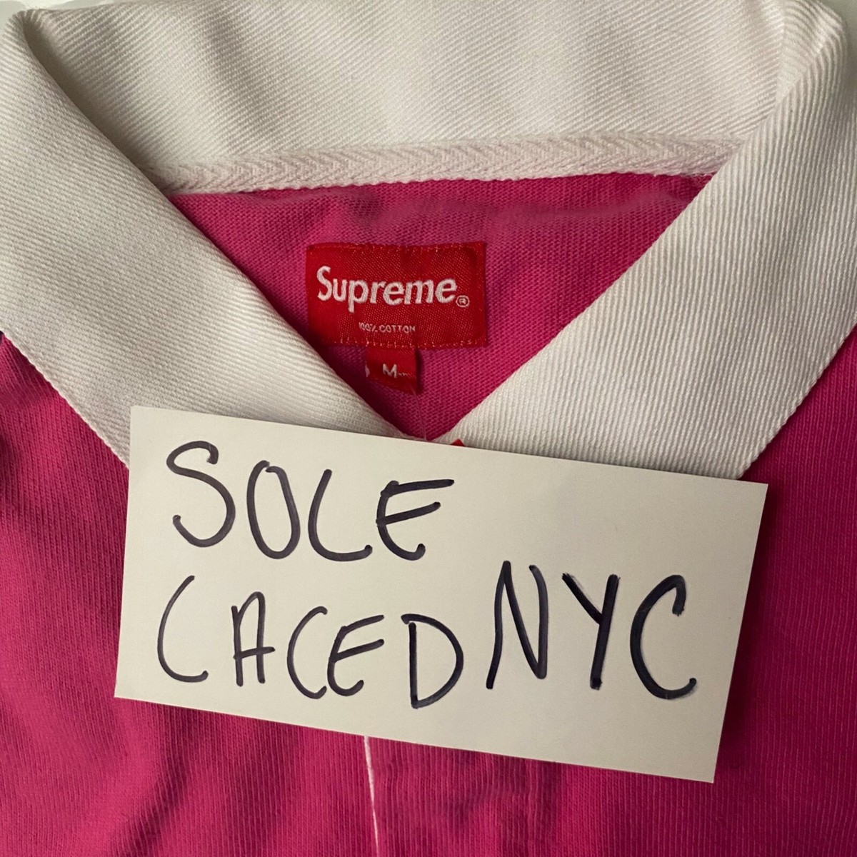Supreme Reflective Sleeve Stripe Rugby Pink Size Medium Supreme Reflective Sleeve Stripe Rugby Pink Size Medium