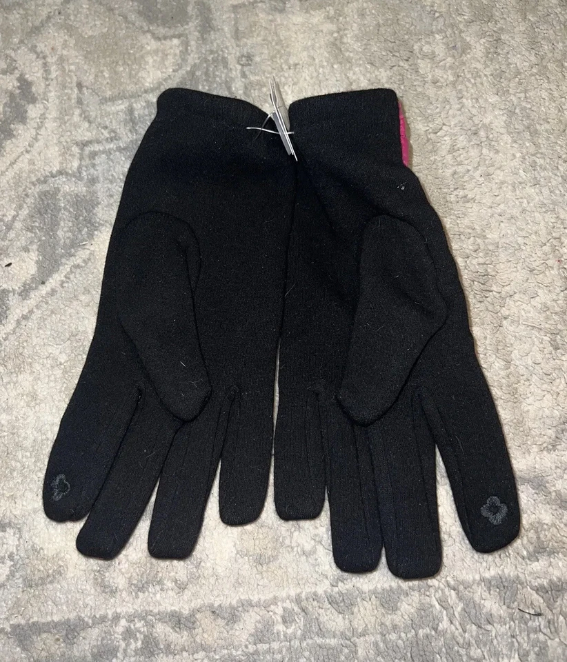 Nuevos guantes acolchados Time & Tru Tech Touch forrados de lana talla única para mujer negros rosas Foto 2 de 4