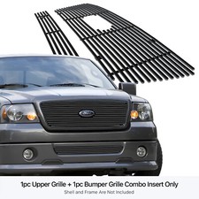 Fits 2006-2008 Ford F-150 Honeycomb Stainless Black Billet Grille Insert Combo