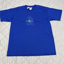 Vintage Walt Disney World Mens Large Embroidered Mickey Mouse Rainbow Tee NWT