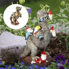 Garden Gnome Statues Outdoor Decor Dinosaur Eating Gnomes Garden Art Decoration