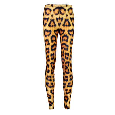 Women Casual legging Yellow Leopard printed elastic Waist Legging S-4XL441