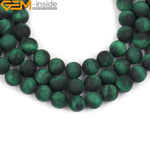 "Cuentas redondas de piedras preciosas ojo de tigre verde esmerilado azul lapislázuli sueltas para hacer joyas 15""" - Imagen 18 de 33
