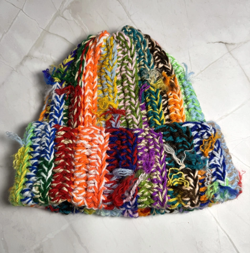 Chunky Multicolor Beanie, Crochet Chunky Beanie, Chunky Scrap Beanie - Image 3 of 3