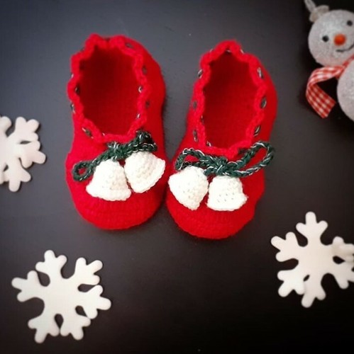 Ballerine con Campanelle Natale per Neonata Fatte a Mano Uncinetto Regalo  Bimba | eBay