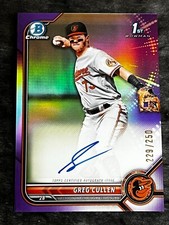 2022 Bowman Chrome 1st PURPLE REFRACTOR PROSPECT ROOKIE AUTO Greg Cullen 229/250