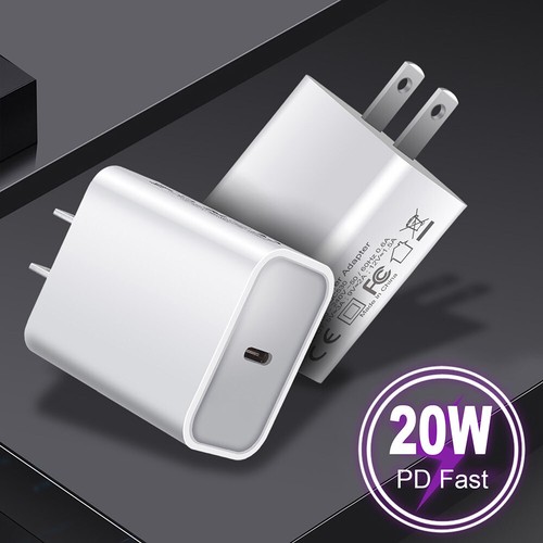 20W PD USB-C Power Adapter Home Travel Wall Charger US Plug For iPhone Samsung