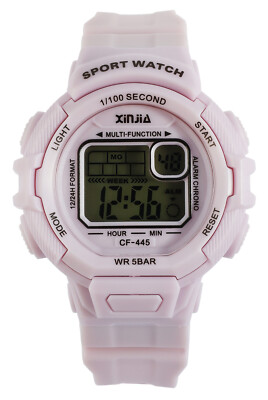 XINJIA Digital Damen Uhr Frauen Armbanduhr Sportuhr Silikonarmband Rosa 5 ATM