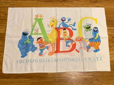 Vintage Muppets Sesame Street Pillow Case ABC's Big Bird Cookie Letters 29"x20"