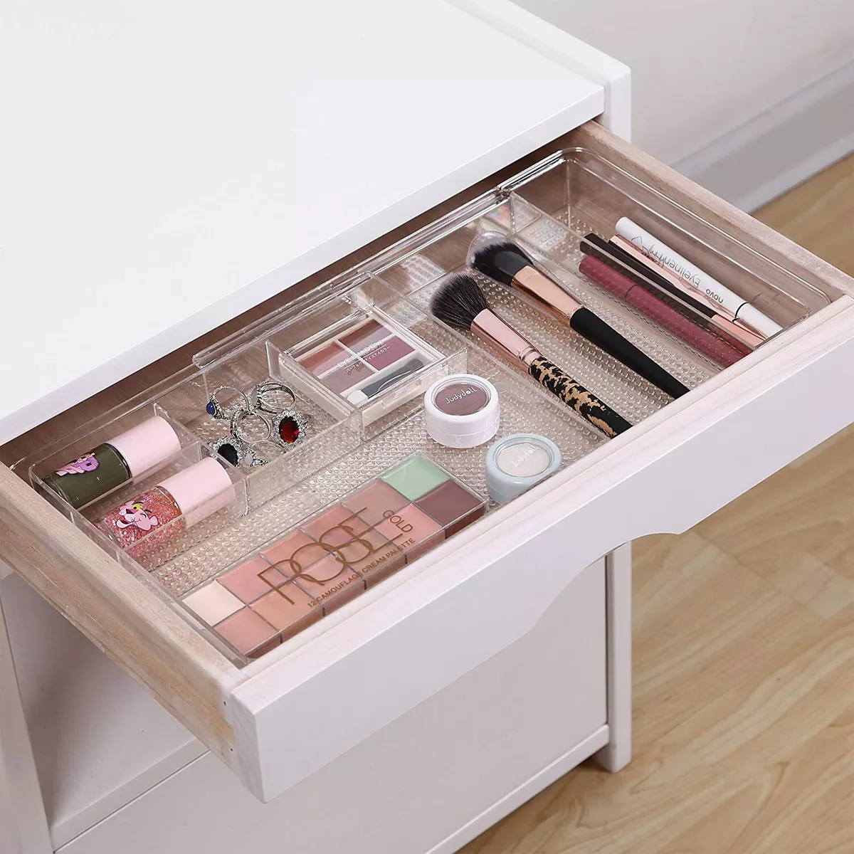 Expandable COMPUTER DESK Drawer Makeup Organizer Adjustable Clear Storage Tray