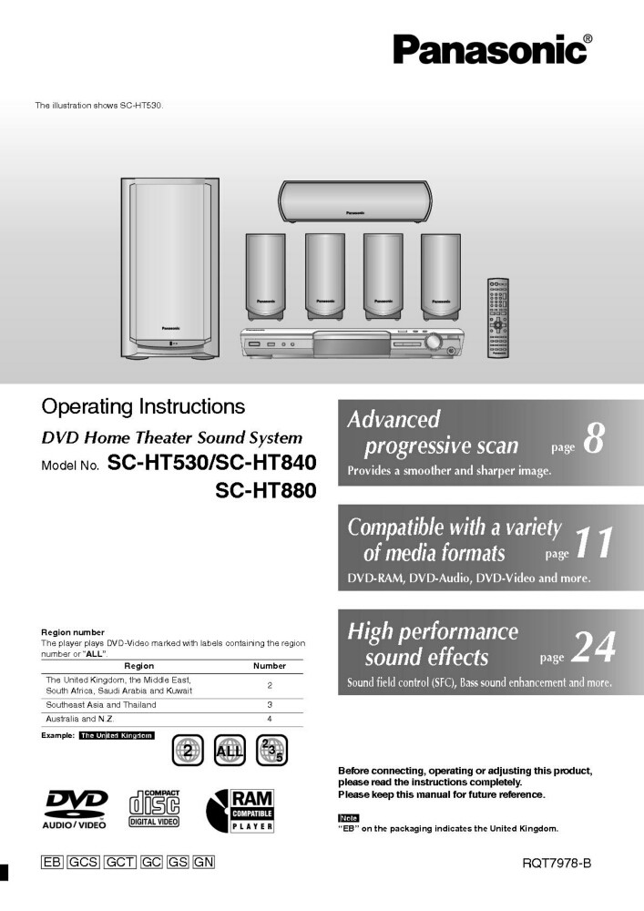 Panasonic SC-HT530 SC-HT840 SC-HT880 Home Theater System Manual | eBay