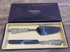 SIMPLYDESIGNZ MODERN METALS Dessert Serving Set SERVERS CLEAR GLASS NIB