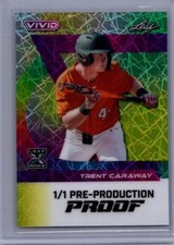Trent Caraway 2024 Leaf Vivid Baseball 1/1 Pre Production Proof