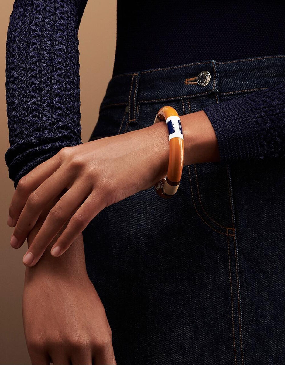 Hermes Hermès lacquered wood H Equipe bracelet bangle large Hermes Hermès lacquered wood H Equipe bracelet bangle large