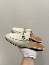 Gucci Princetown Loafer Mule Horsebit Jordaan Leather White 38 EU 8 US GM91
