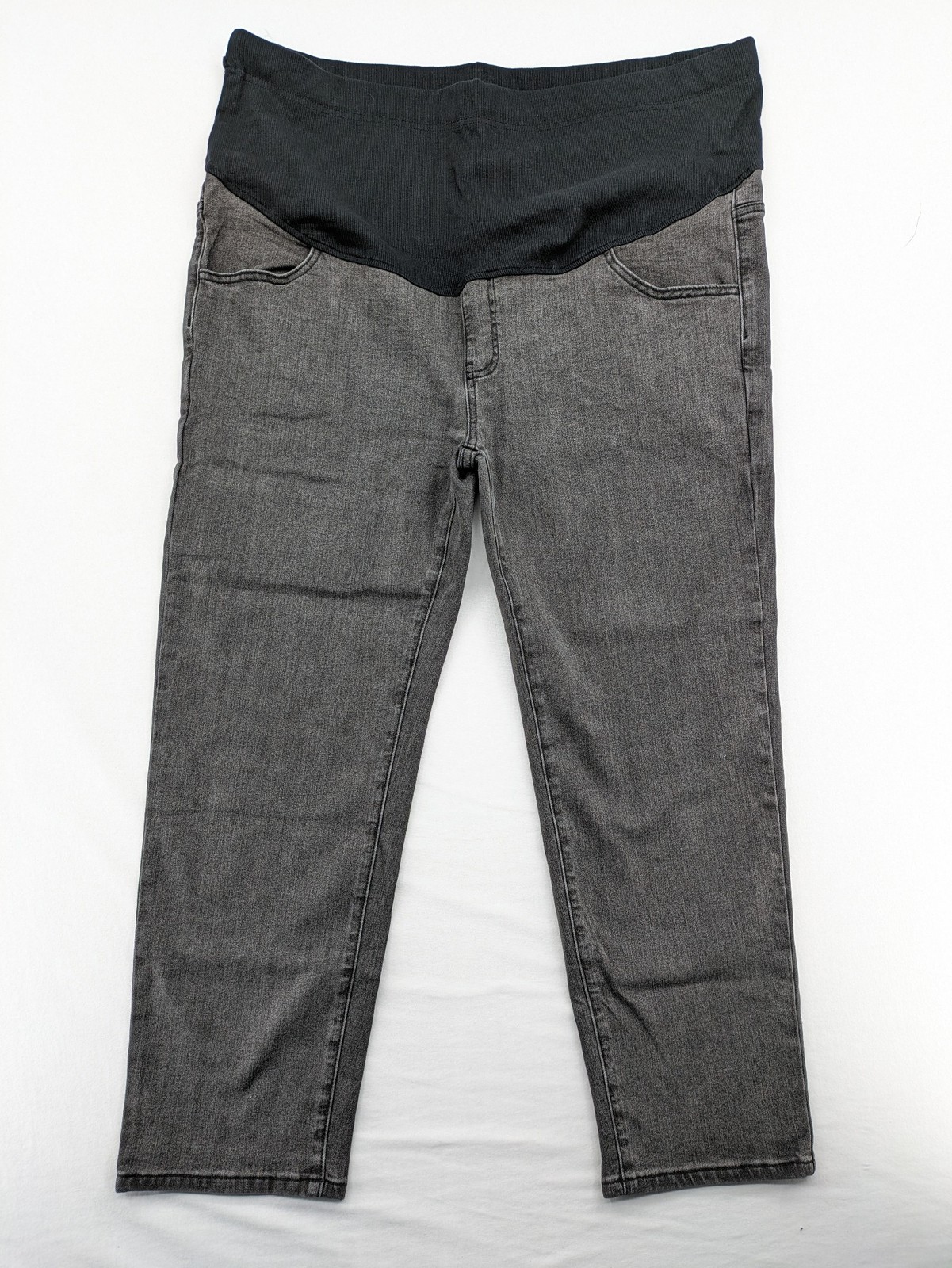 Damen Umstandsjeans 2XL Grau Washed Denim schwangerschaftshose Stretch