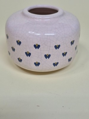Vintage 1986 CBK Ltd. Ceramic Vase White With Blue and Green Teardrop Pattern