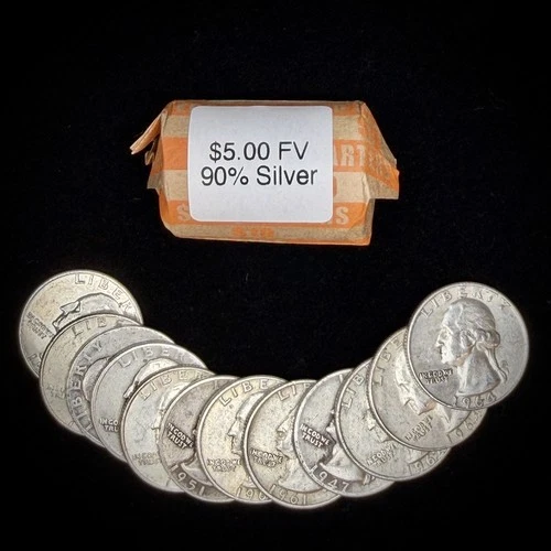 $5.00 FV 90% Silver Washington Quarters (20 Coins) Pre-1965 US Junk Silver