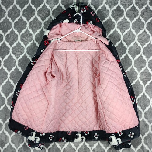 Disney Minnie Mouse Jacket Womens Large Hooded Quilted Lined Fuzzy Zip - Picture 4 of 14