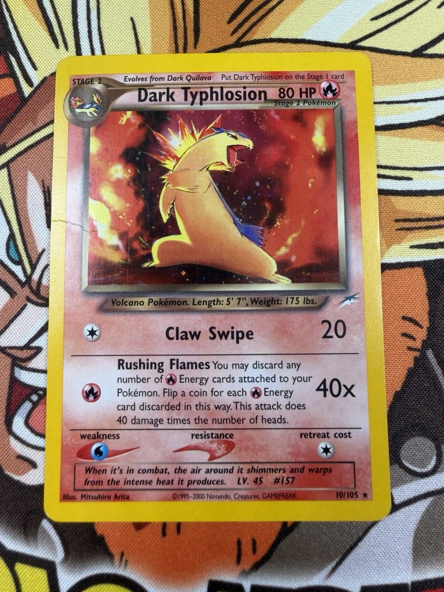 dark typhlosion pokemon card Pokemon TCG Dark Typhlosion 10/105 Neo Destiny Holo Rare 80 HP Stage 2  English