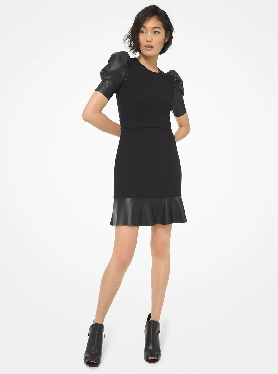 michael kors leather dress Michael Michael Kors Faux Leather Mini Dress | Black