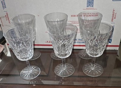 SET OF 6 Waterford Crystal LISMORE Water Goblets 6 7/8''
