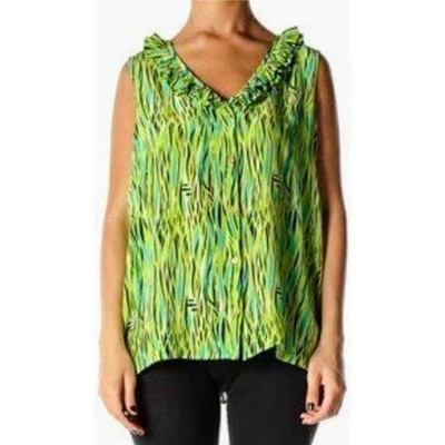 Lilly Pulitzer Silk Ruffle V Neck Sleeveless Button Down Top Size 6