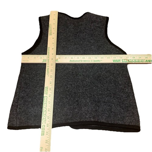 Vintage 90’s Studio Works 100% Boiled Wool Gray Black Trim Zip Up Vest Women’s L - Picture 5 of 6