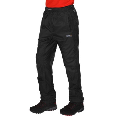 Regatta Mens Active Packaway Outdoor Hiking Waterproof Overtrousers - Black