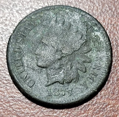 1877 Indian Head Cent FINE Details Dug Coin Porous Green Patina KEY Date