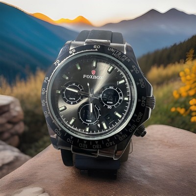 foxbox Foxbox analog and digital, black Tone, WR30M, Japan, men's watch