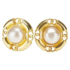 Chanel Coco Mark Round Earrings Women Gold One Size 576432