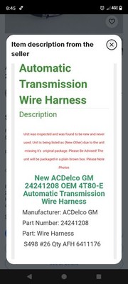 Automatic Transmission Wiring Harness ACDelco 24241208