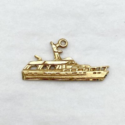 14K Yellow Gold Yacht Boat Ship Sea Life Sailor Charm Pendant (I-45342)