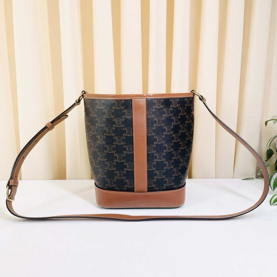 Authentic Celine Triomphe Monogram Bucket Bag – B… - image 1