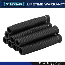 2500° 6" Spark Plug Wire Boots Protector Black Sleeve Heat Shield Cover 8Pcs -