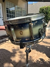WFL Ludwig 1930’s 14x7 Zephyr Lug snare drum In Blue and Silver Duco
