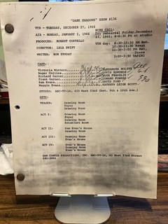 DARK SHADOWS 1967 TV SCRIPT Show #136 Early Copy