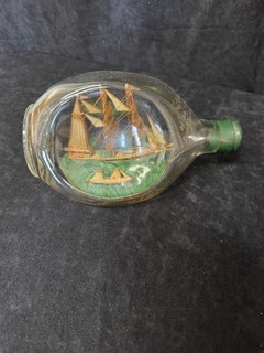 Vintage Haig pinched bottle ship in a bottle