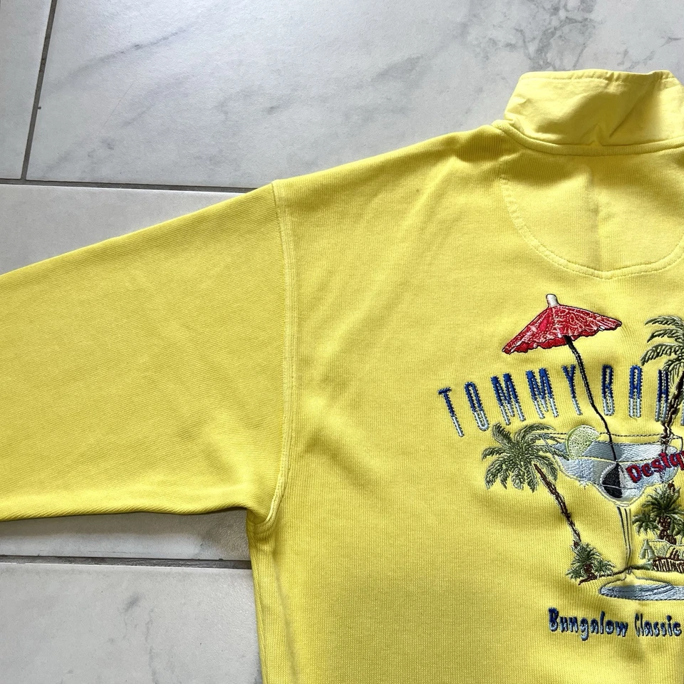 Tommy Bahama Sudadera Pequeña Amarilla Para Hombre Pullover Bordado Algodón Foto 4 de 4