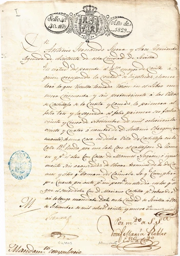 Spain 1829 (Fernando VII) document stamped paper Sevilla (251)
